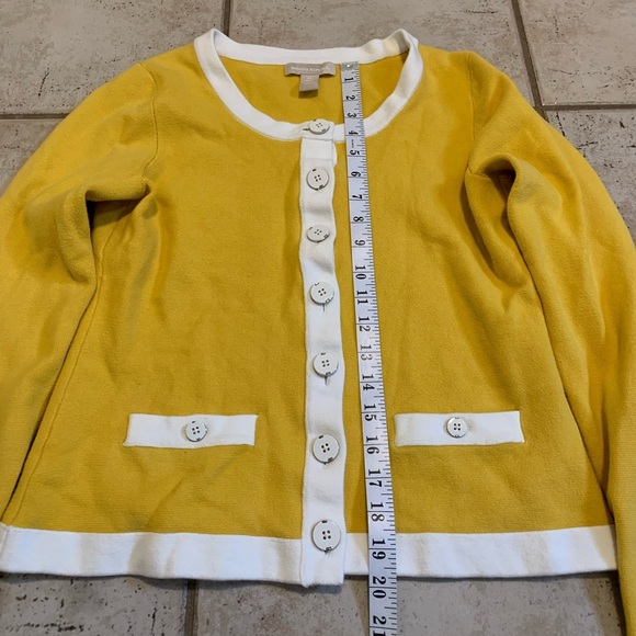 Banana Republic Yellow & White Contrast Trim Cardigan Size M - Picture 5 of 5